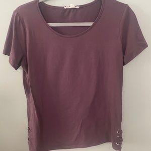 Loose Fit Dusty Purple Tee w/ Small Corset Detail